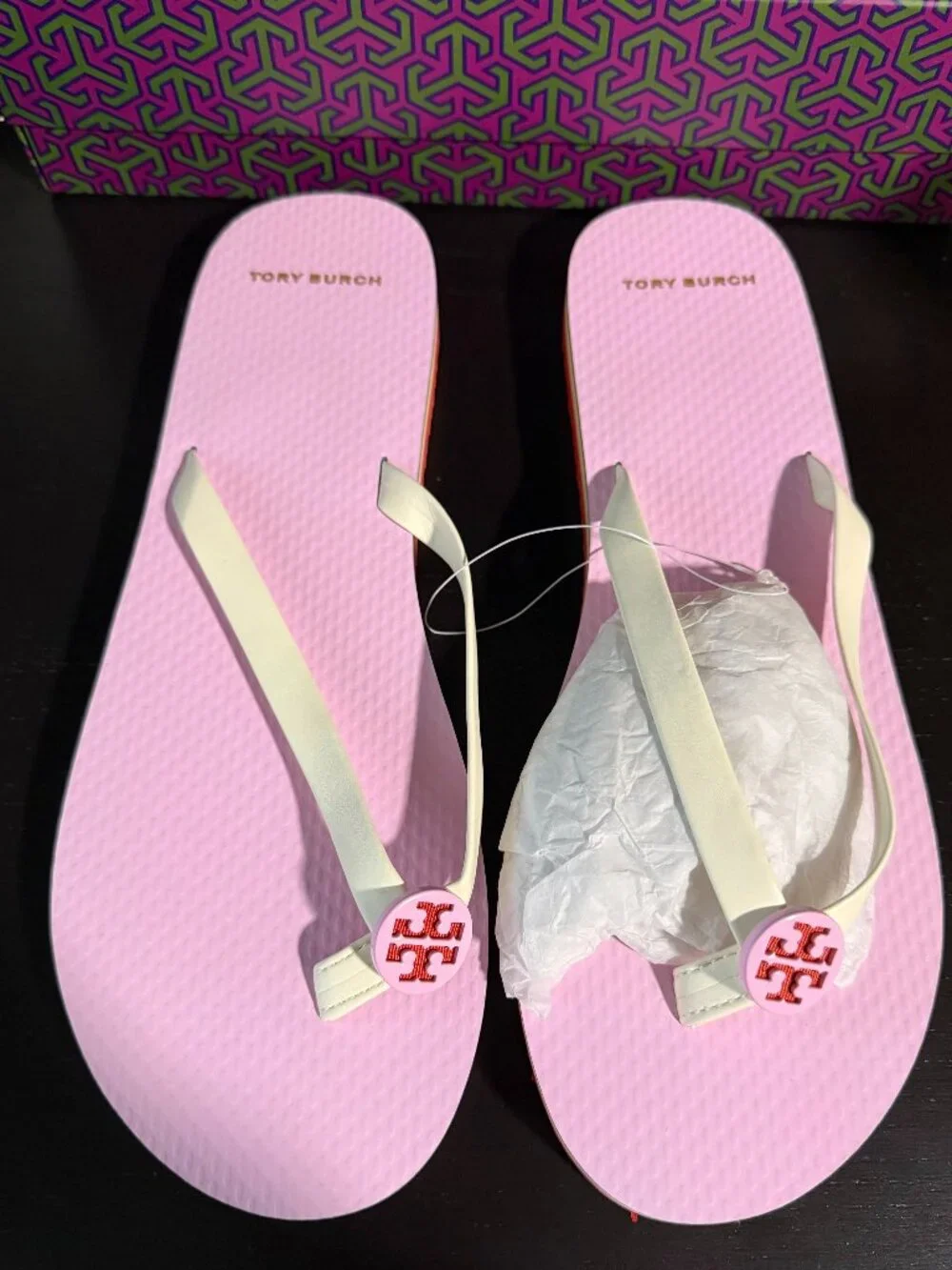 Tory Burch Preppy Pink Mini Minnie Flip Flops New with Box Size 10